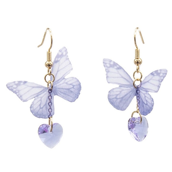 **UNA* Purple Butterfly Fashion Dangle Earrings - Picture 1 of 5
